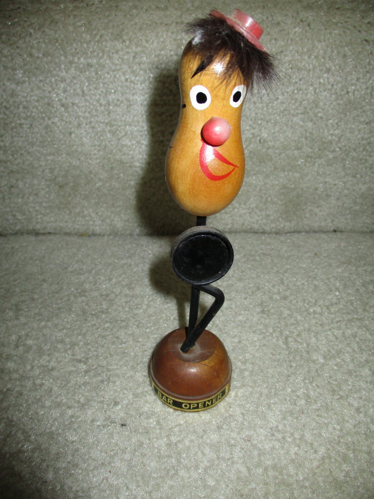 Vintage 'Bar Opener' Figurine-wood, holds metal opener,nice