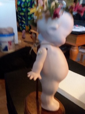 VINTAGE BISQUE PORCELAIN 10  inch Blue Winged KEWPIE DOLL WITH JOINTED ARMS