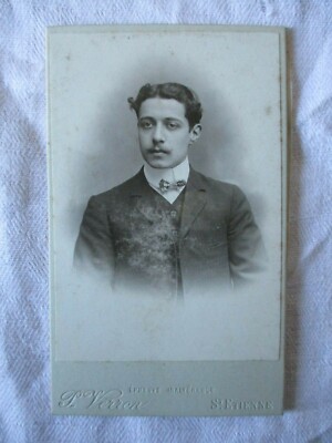 ANCIENNE CDV PHOTOGRAPHIE PAUL VERRON ST ETIENNE JEUNE HOMME ELEGANT 
