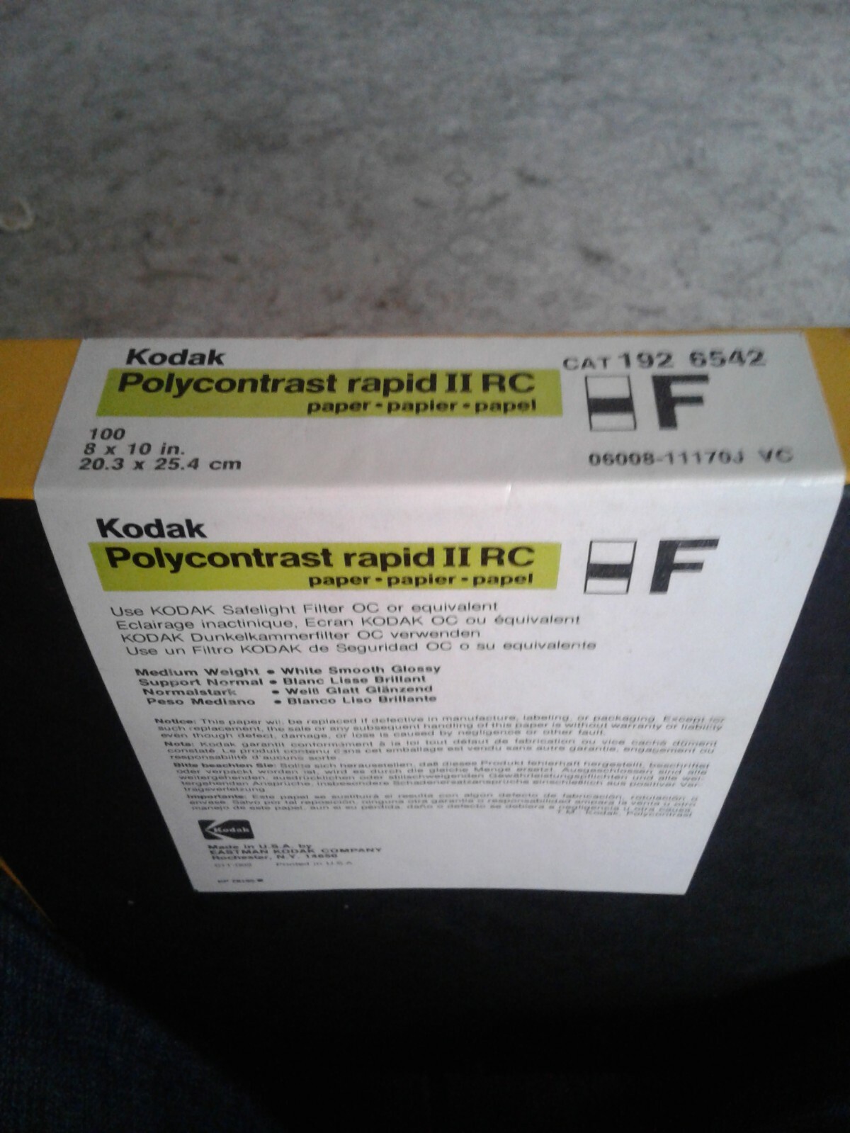 kodak polycontrast rapid II RC F 8x10 100ct 20.3x25.4 cm