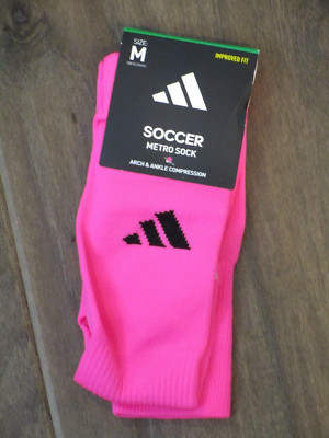 ADIDAS SOCCER METRO ARCH/ ANKLE COMPRESSION OTC NEON PINK SOCKS SIZE MEDIUM