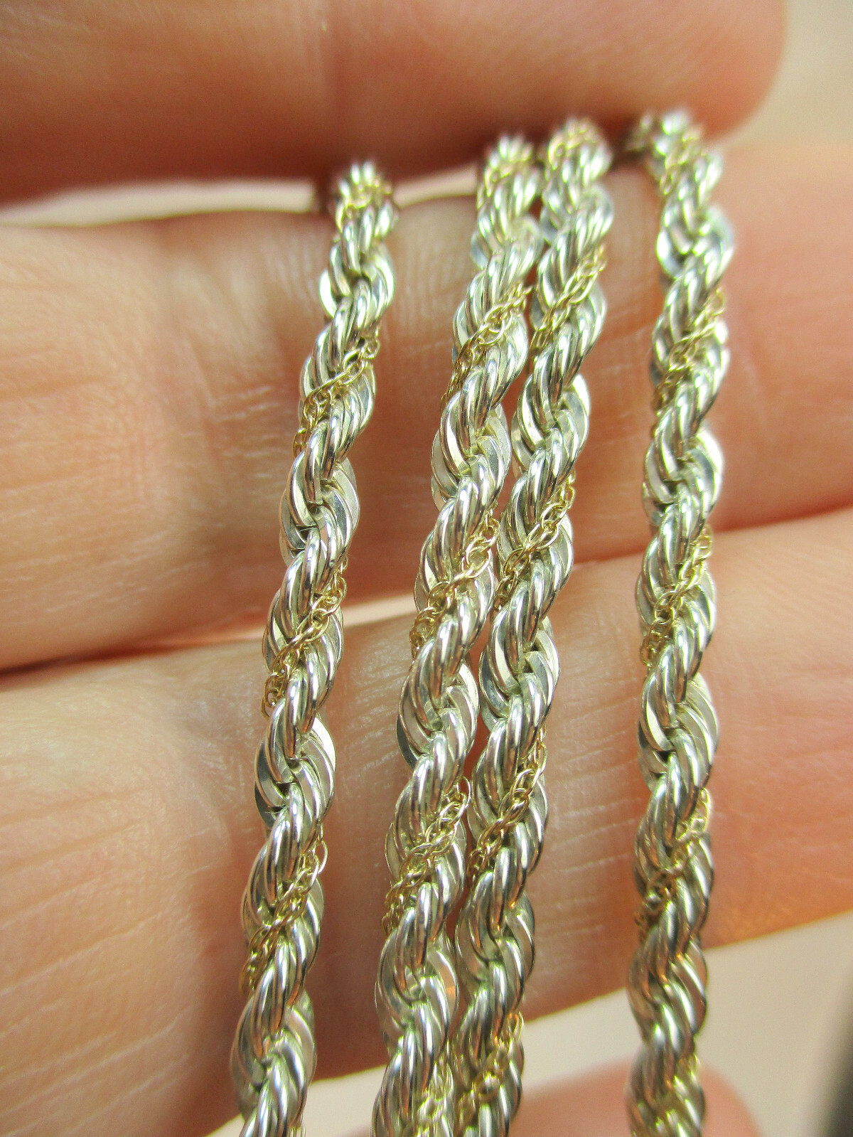 Pre-Owned 14K Gold & Sterling Silver Chain, Earrings, Bracelet by OR- 28.6 Grams