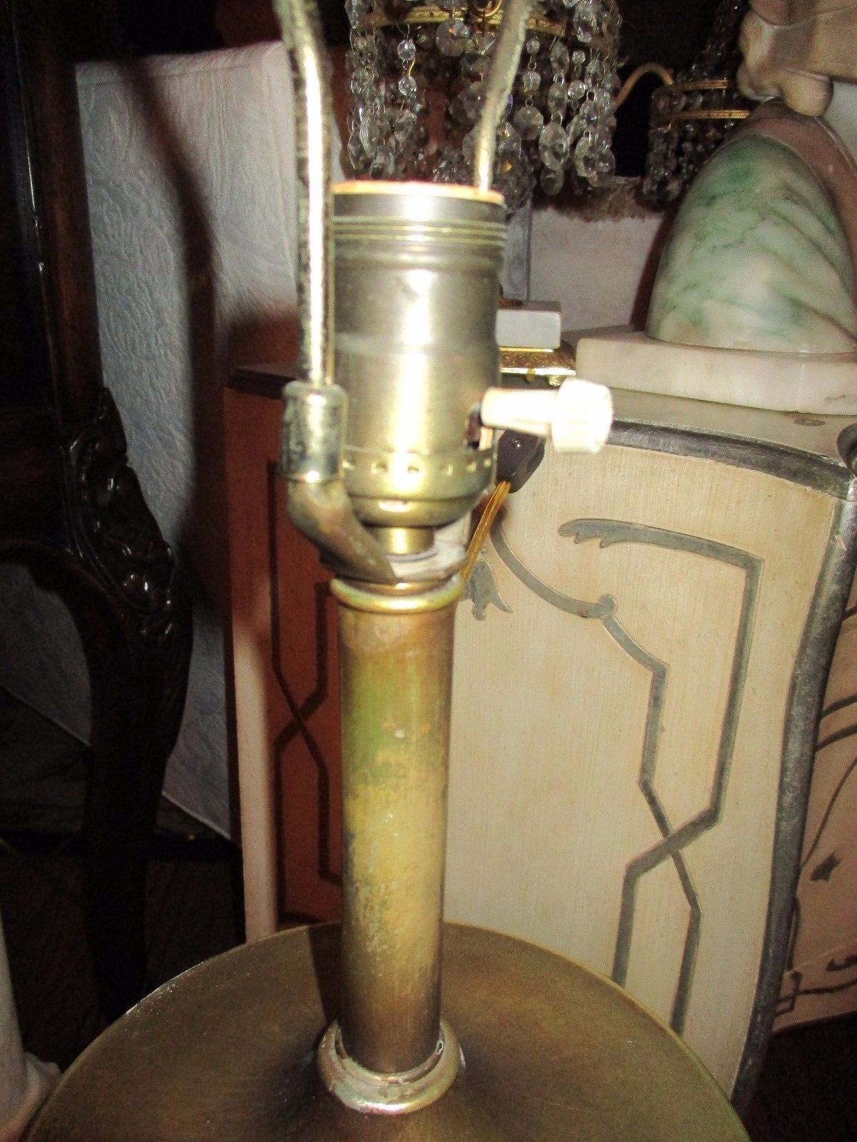 Large Stunning Mid Century White Opaline Glass Table Lamp