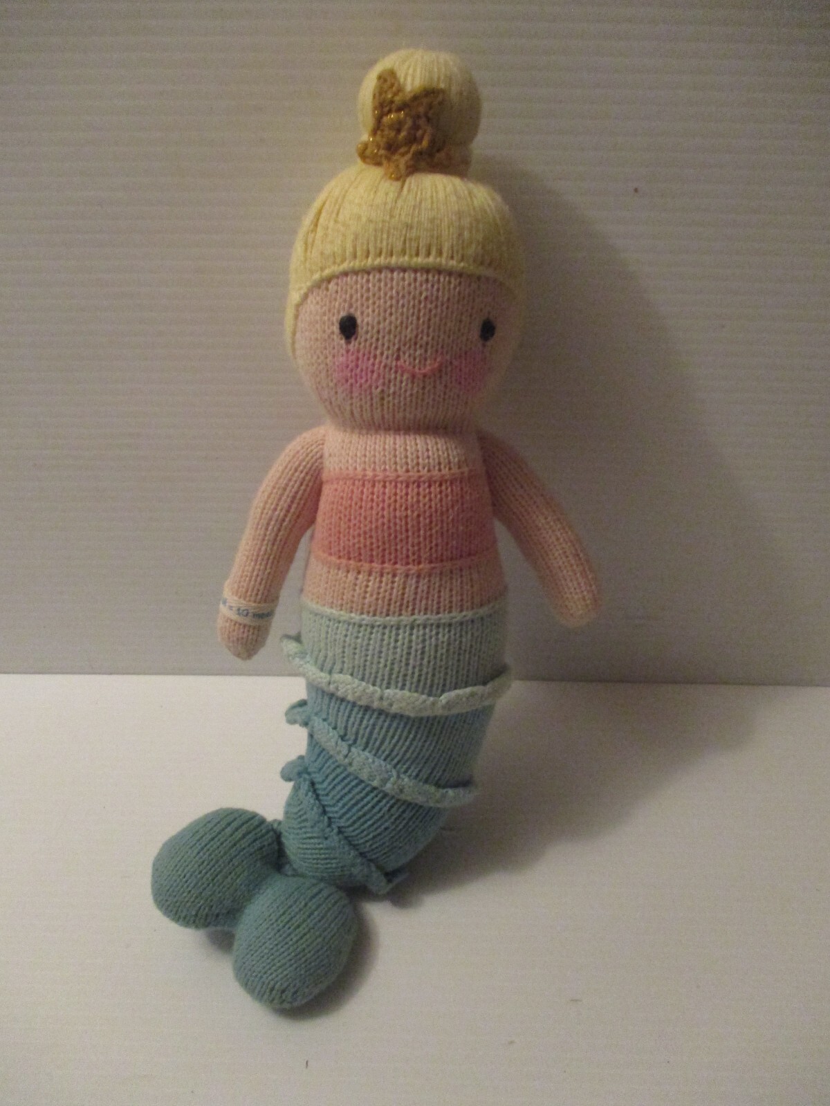 Cuddle Kind Knit Mermaid Vintage Cotton Stuffed Doll Toy 15 