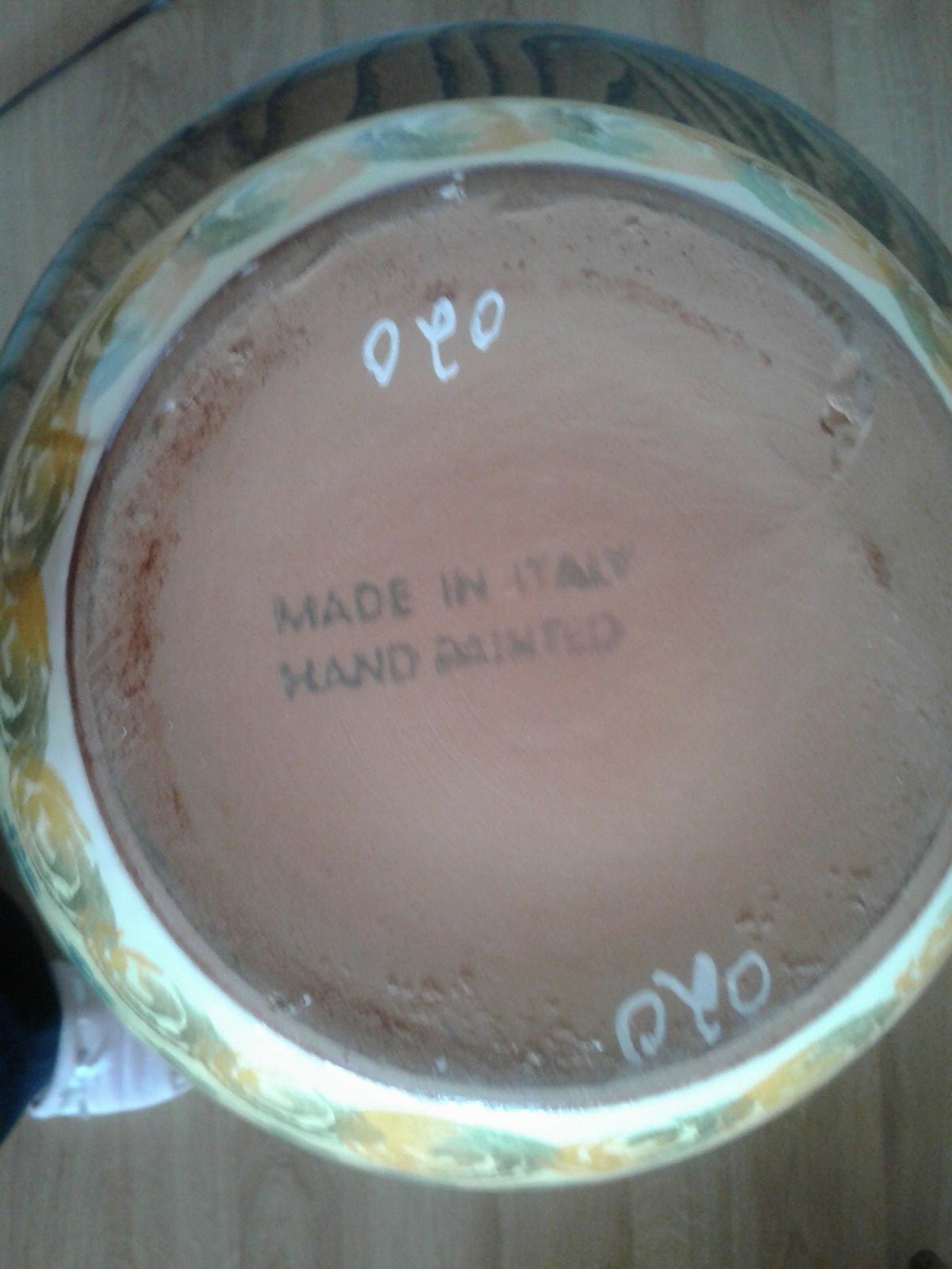 Yellow vase with retro floral design, Hand Painted MADE IN ITALY