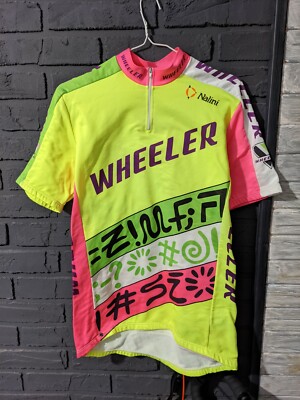 rad 80s CYCLING JERSEY by WHEELER Nalini mens size L large 90s neon short sleeve T-shirt top made in Italy