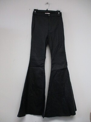 Vibrant Jeans Women's Size 9 Black Faux Leather Bootcut Bell Bottom 28x32 p1794