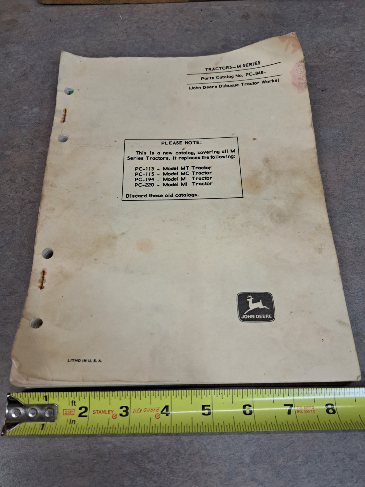 John Deere Parts Catalog Tractor- M Series 1963? PC848 | eBay