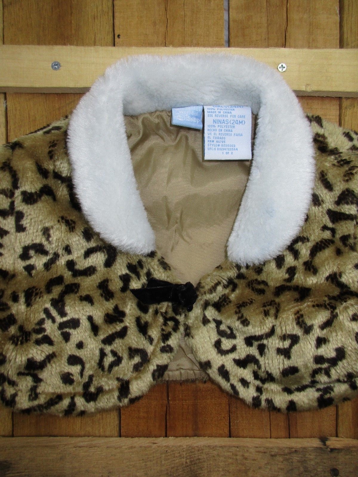 Disney Girls size 24 Months Cheetah Animal Print Faux Fur Coat BH104