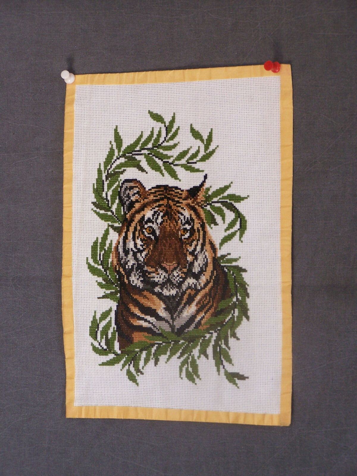 Vintage Needlepoint Cross Stitch Bengal Tiger