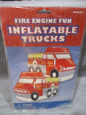 Brand New NOS Amscan Fire Engine Fun Inflatable Trucks 9x5x6 Inches Gonflable