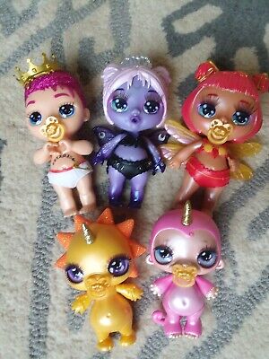 Lot of 5 Rainbow Surprise Fantasy Friends & Sparkly Critters Poopsie MGA Dolls