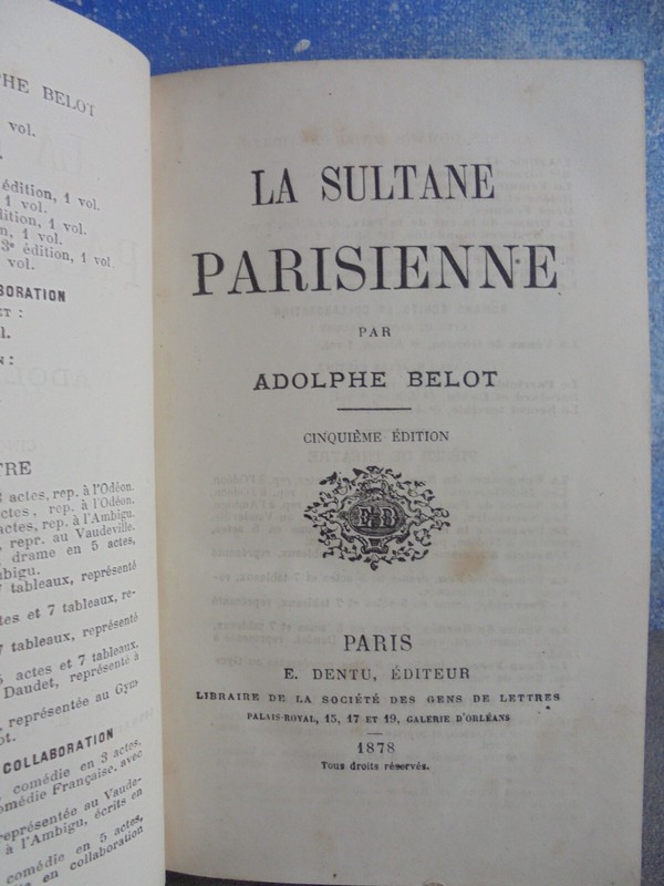 La Sultane Parisienne Par Adolphe Belot - 5eme Edition 1878