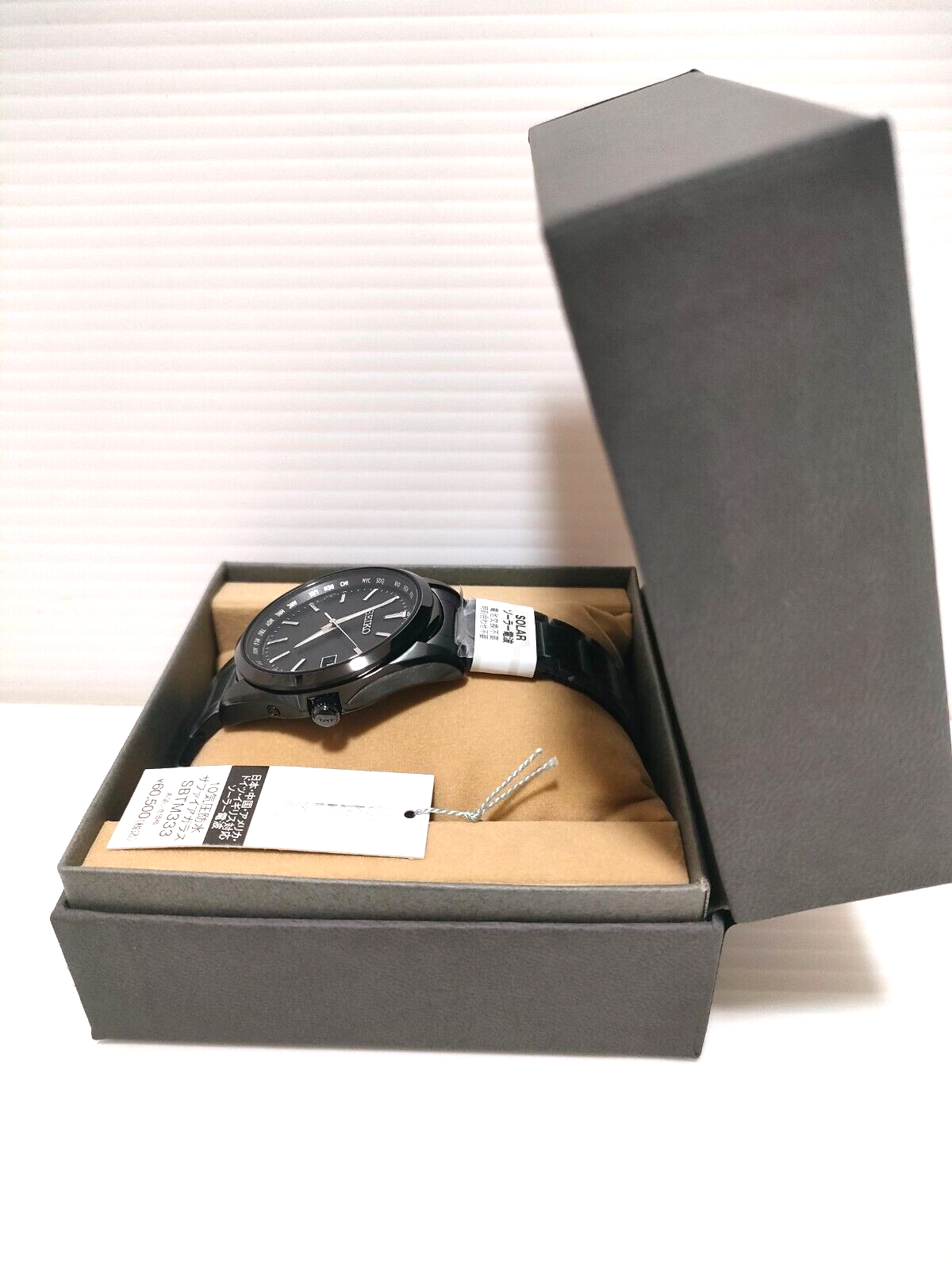 Pre-owned Seiko Selection Sbtm333 Total Black Watch Titanium Solar Atomic Radio Men Gift