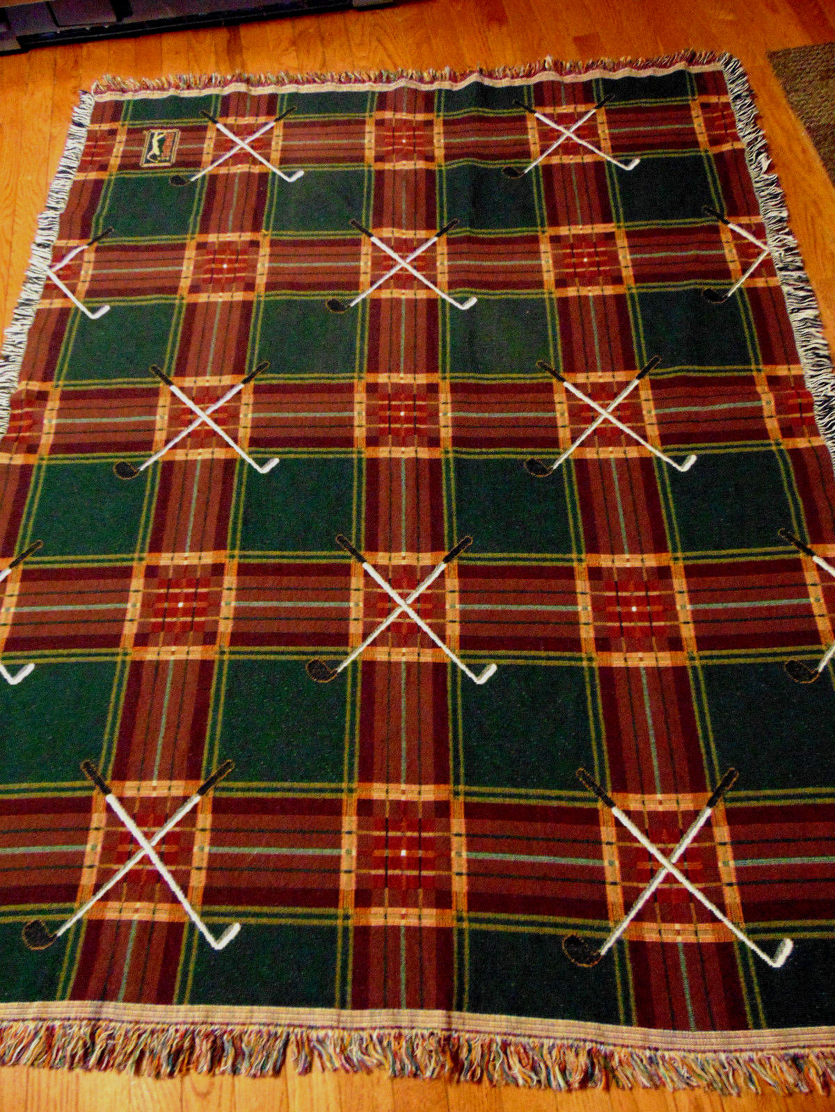 ~GOLF AFGHAN TAPESTRY THROW BLANKET GOLF CLUBS AFGHAN THROW BLANKET  69