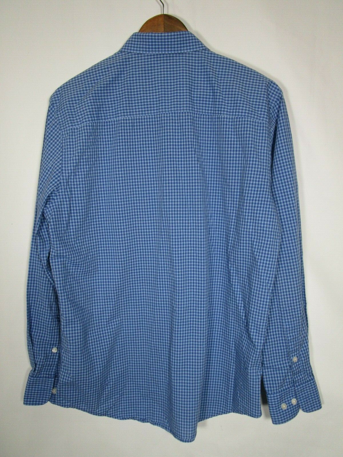 Perry Ellis Men's Blue Plaid Long Sleeve Button Down Shirt Size M