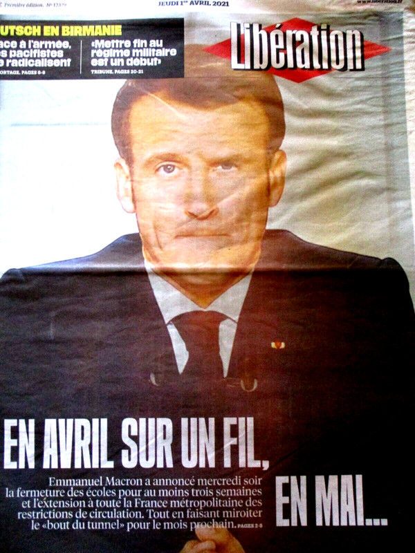 Liberation 1 Avril 2021- Birmanie, Teddy Valcy, Philippe Corcuff, C. Cadwallader