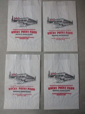 LOT OF 4 VINTAGE RHODE ISLAND ROCKY POINT PARK CLAM CAKE BAGS AMUSEMENT PARK