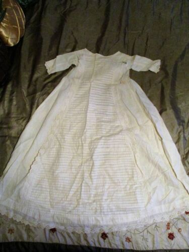 VTG RARE Victorian White Christening Gown Cotton Linen 1870