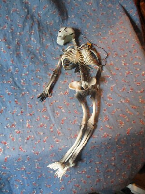 f.  (1097)  Vintage NOS Russ Berrie Rubber Skeleton Dangly  13'' High Halloween