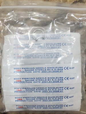 16G Straight Body Piercing Needle Sterilized Needles 50 pack with eyebrow pie...