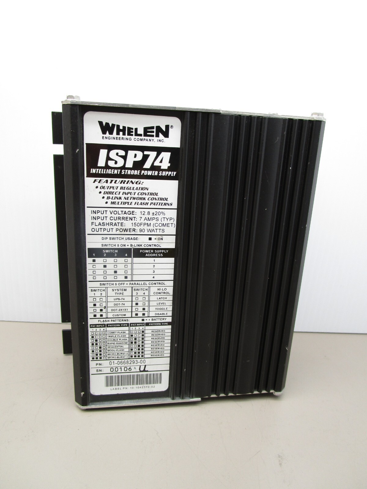 Whelen 01-0268293-00C ISP74 Intelligent Strobe Power Supply Whelen 01-0268293-00C ISP74 Intelligent Strobe Power Supply
