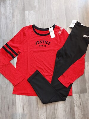 NWT Justice Girls Outfit Logo Top / Active Leggings Size 10 (13)