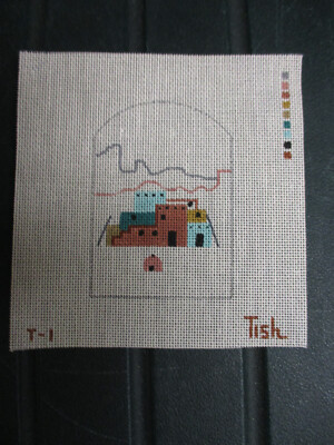 Tish Handpainted Needlepoint Canvas T-1 Adobe Houses Southwestern Native Design