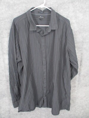 Marc Anthony Mens Shirt 3XL Tall Button Up Slim Fit Collar Pin Stripe Black 3XLT