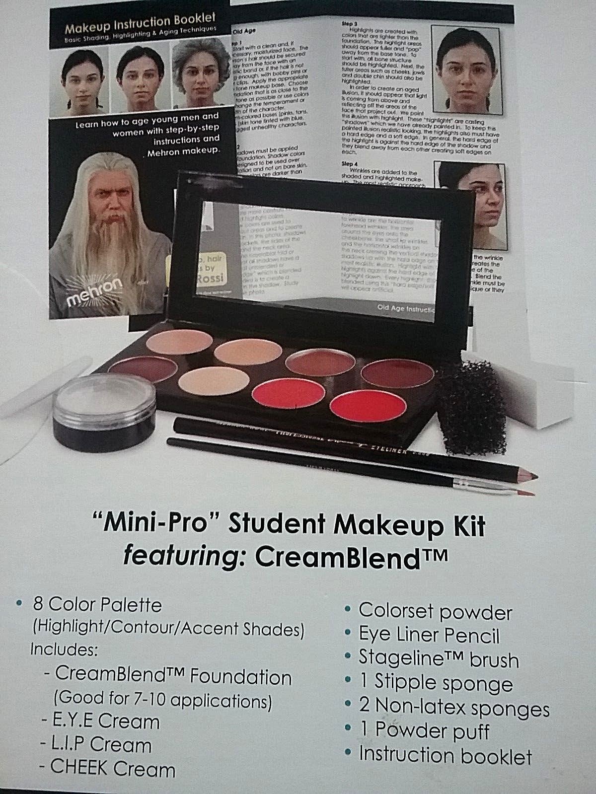 Mini-Pro Student Makeup Kit Mehron Makeup Fair /Olive Fair Cream Blend Sealed