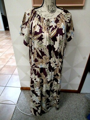 CHAPS -PURPLE/MULTI-FLORAL-SMOCKED TIE NECK-PEASANT MAXI DRESS-SIZE-2X-NWT-$86