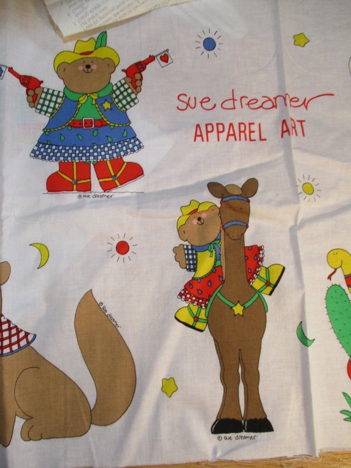 VINTAGE SUE DREAMER NO-SEW APPLIQUES BEAR COWGIRL INDIAN & ANIMALS NOS 18