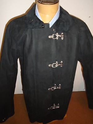 Pre-owned Polo Ralph Lauren Suede Leather Goshen Fireman Coat Jacket Xl $1995 Black