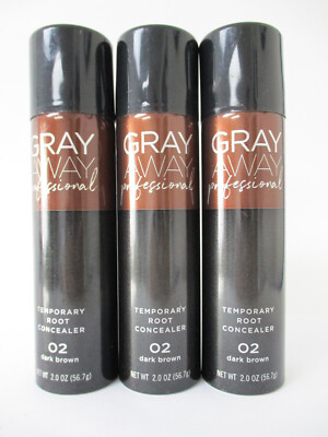 Everpro Gray Away Temporary Root Concealer, Dark Brown 02,  2 oz Pack of 3