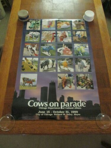1999 Chicago Cows On Parade Commemorative Poster ~ Unframed (1)