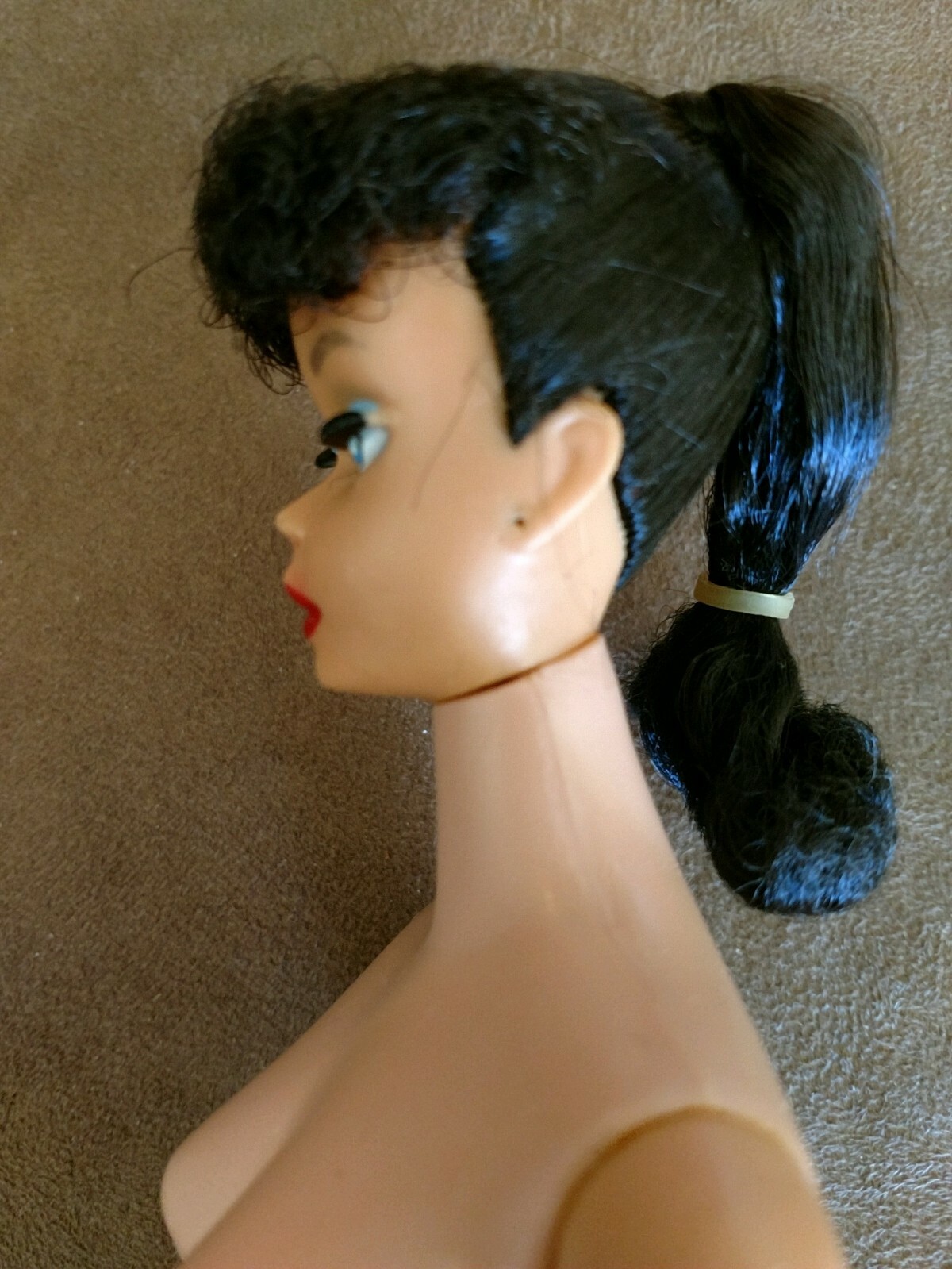 VINTAGE BARBIE DOLL #5 BRUNETTE PONYTAIL EXCELLENT!  FREE STAND & FREE SHIPPING!