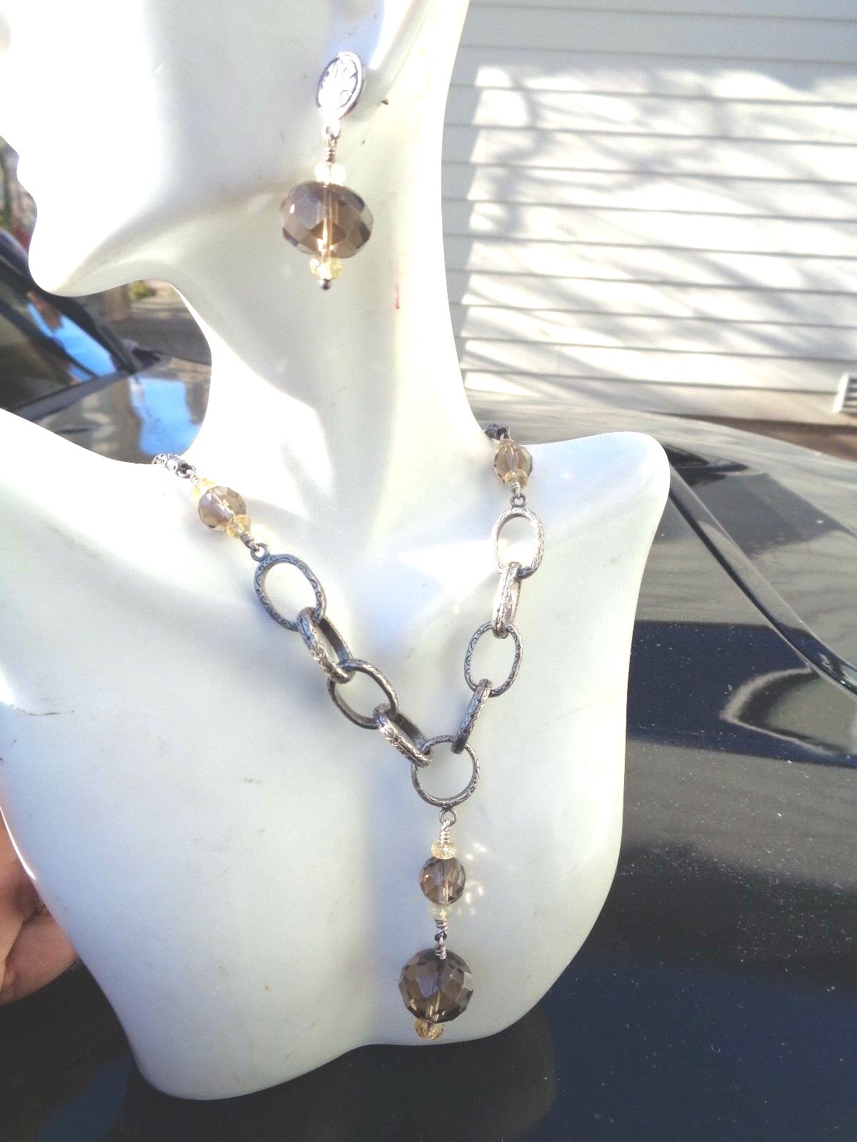 Retired Silpada Smoky Quartx necklace and earrings set Beautiful!