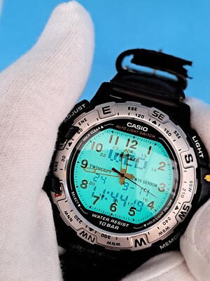 Rare Vintage CASIO DIGITAL WATCH PRT-50 PRO TREK  LCD BARO THERMO  90s TWINCEPT