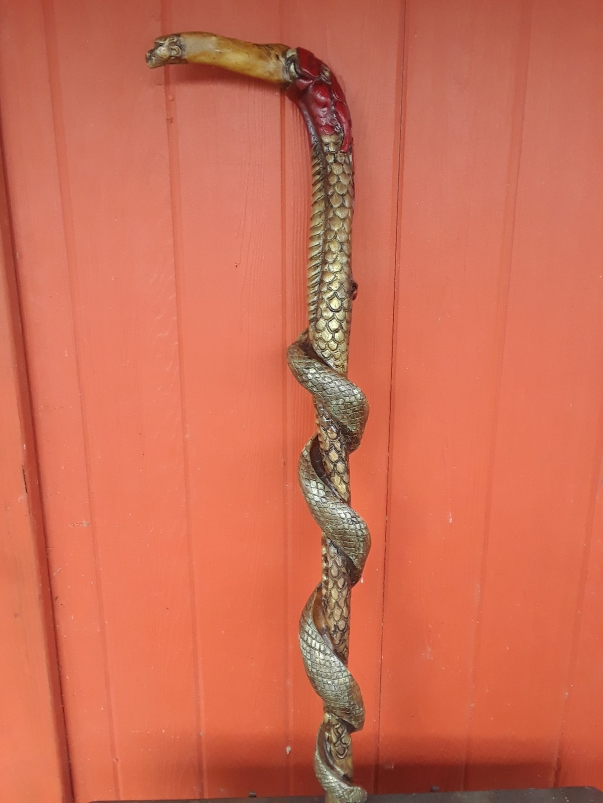 Snake walking stick hand carved