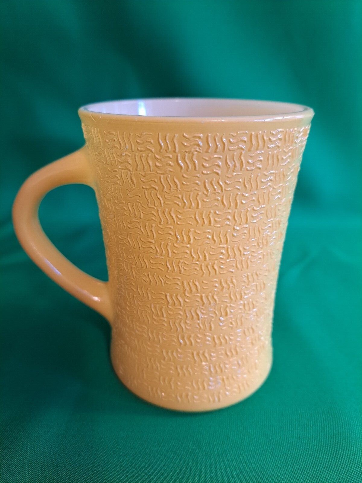 vintage-glasbake-milk-glass-coffee-cup-mug-yellow-basket-weave-j-22