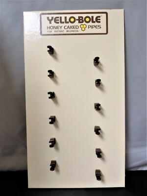 NICE YELLO-BOLE HONEY CAKED PIPES 12 COUNT EASEL BACK DISPLAY CARD NEW OLD STOCK