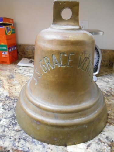 Ships brass bell retired maritime nautical 30lb 11.5" dia. "SS Grace Venture"