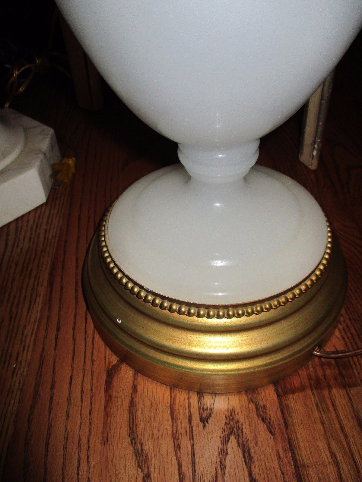 Large Stunning Mid Century White Opaline Glass Table Lamp