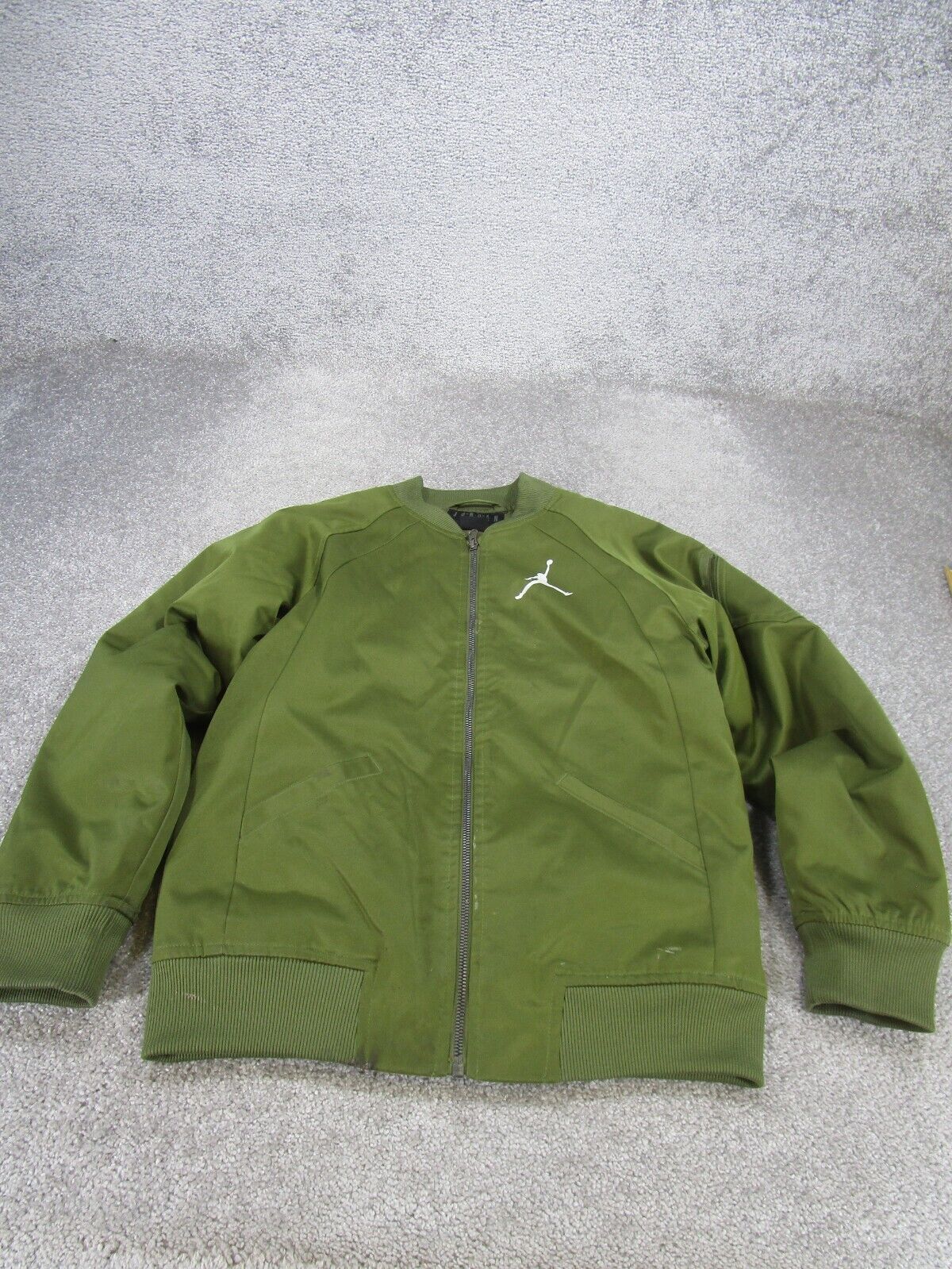 Air Jordan Jacket Kids Large Green Softshell Bomber *Stain Air Jordan Jacket Kids Large Green Softshell Bomber *Stain