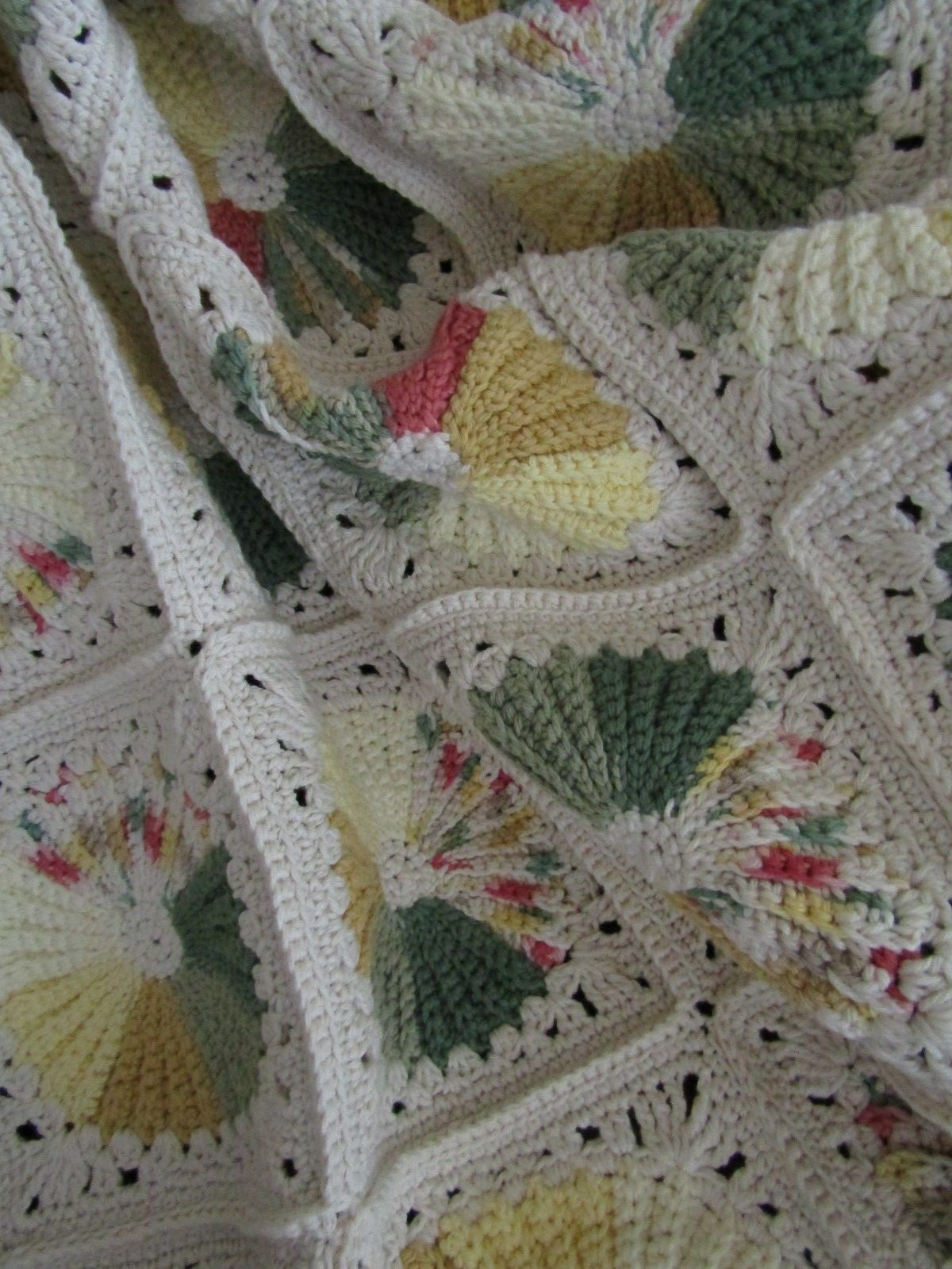 NEW HAND CROCHET MULTI COLLOR MOTIF  COTTON  AFGHAN LAP BLANKET THROW