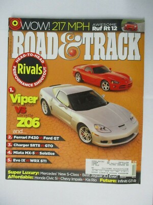 ROAD & TRACK MAGAZINE DEC 2005 DIODGE VIPER SRT COUPE VS CORVETTE Z RUF RT 12
