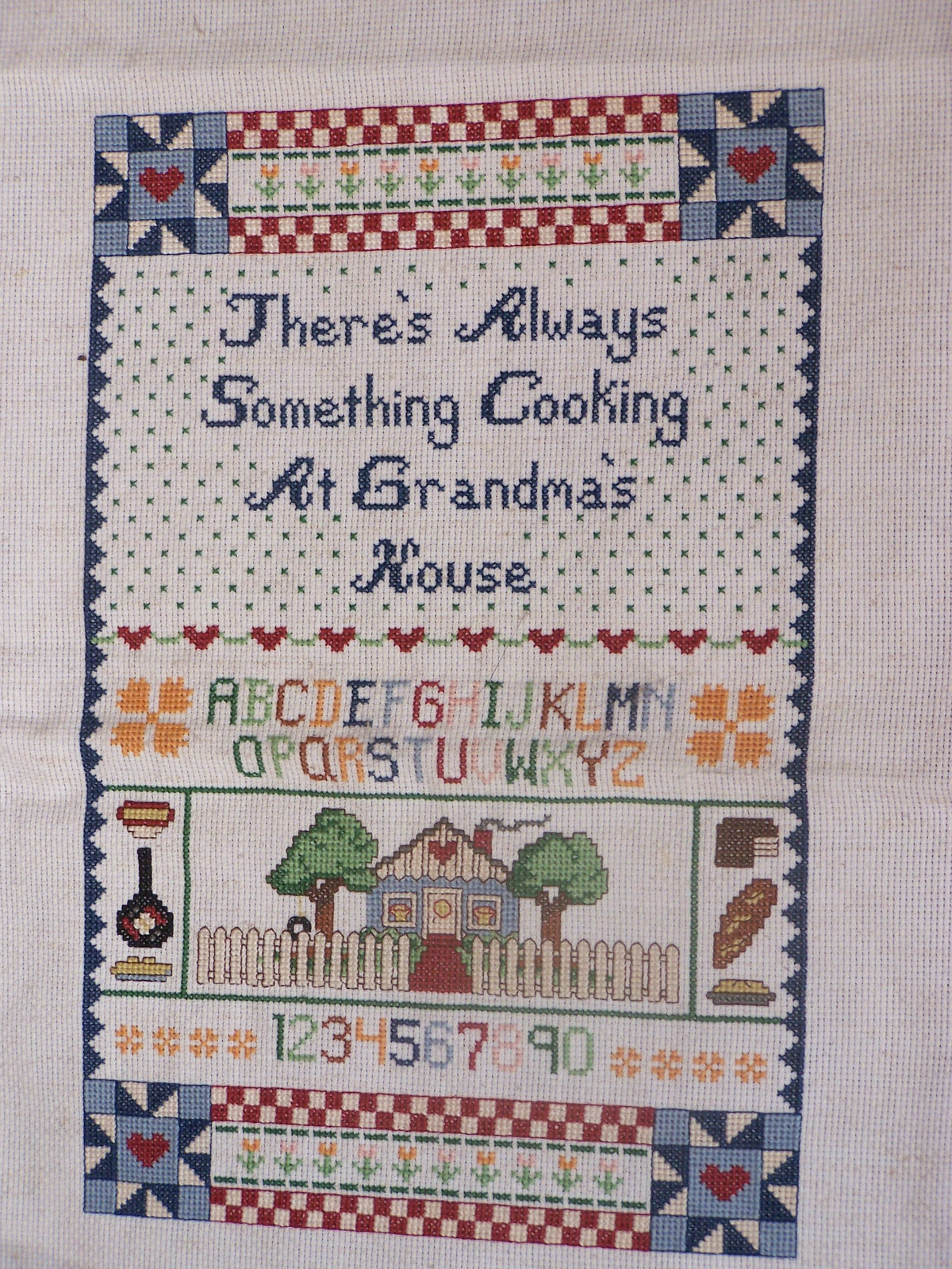 Vintage Needlepoint There's Always Something Cooking at Grandma's House Sampler