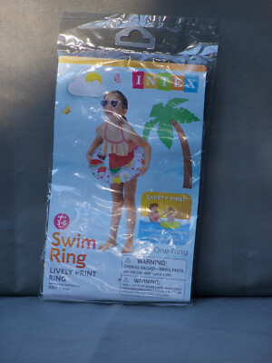 Intex Inflatable Swim Ring Lively Print 20'' 51 cm 59230EQ Pool Beach Ages 3-6  B
