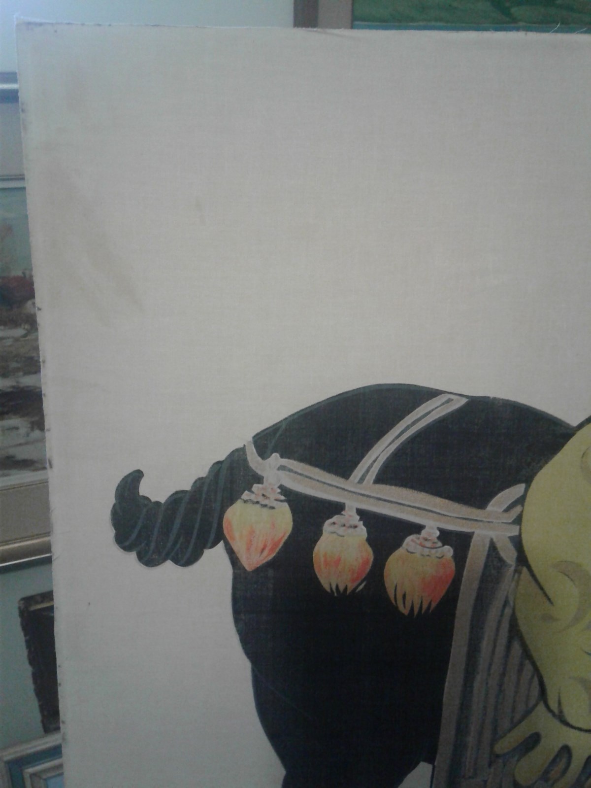 Antique Chinese painting on cloth of horse  HONG WHA