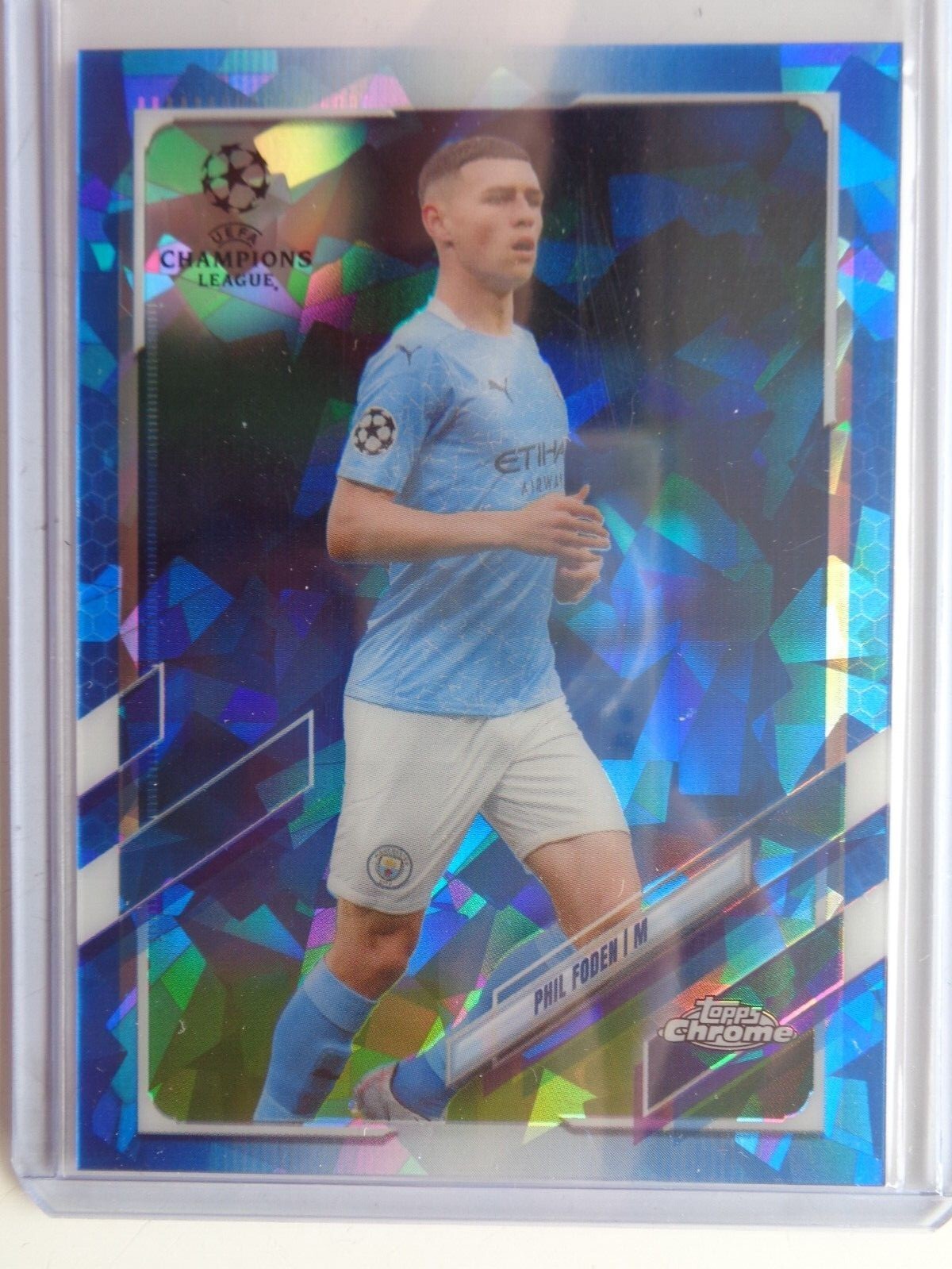 2020-21 Topps Chrome UEFA Sapphire Phil Foden #34 Refractor